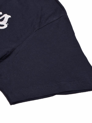 47 Single Jersey Crew Neck Tee Shirt For Men-Dark Navy with Print-BE1012