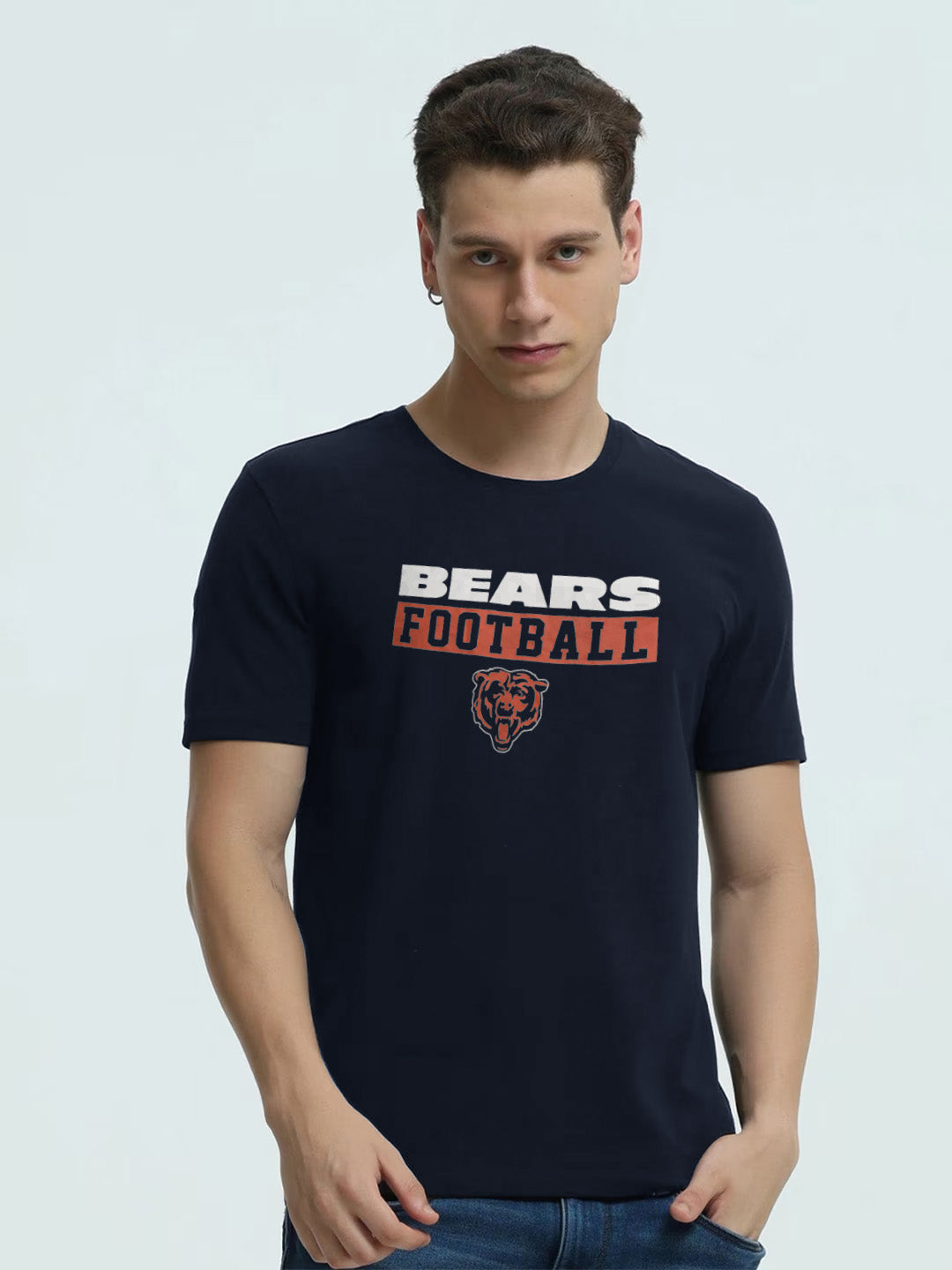 47 Single Jersey Crew Neck Tee Shirt For Men-Dark Navy with Print-BE1029