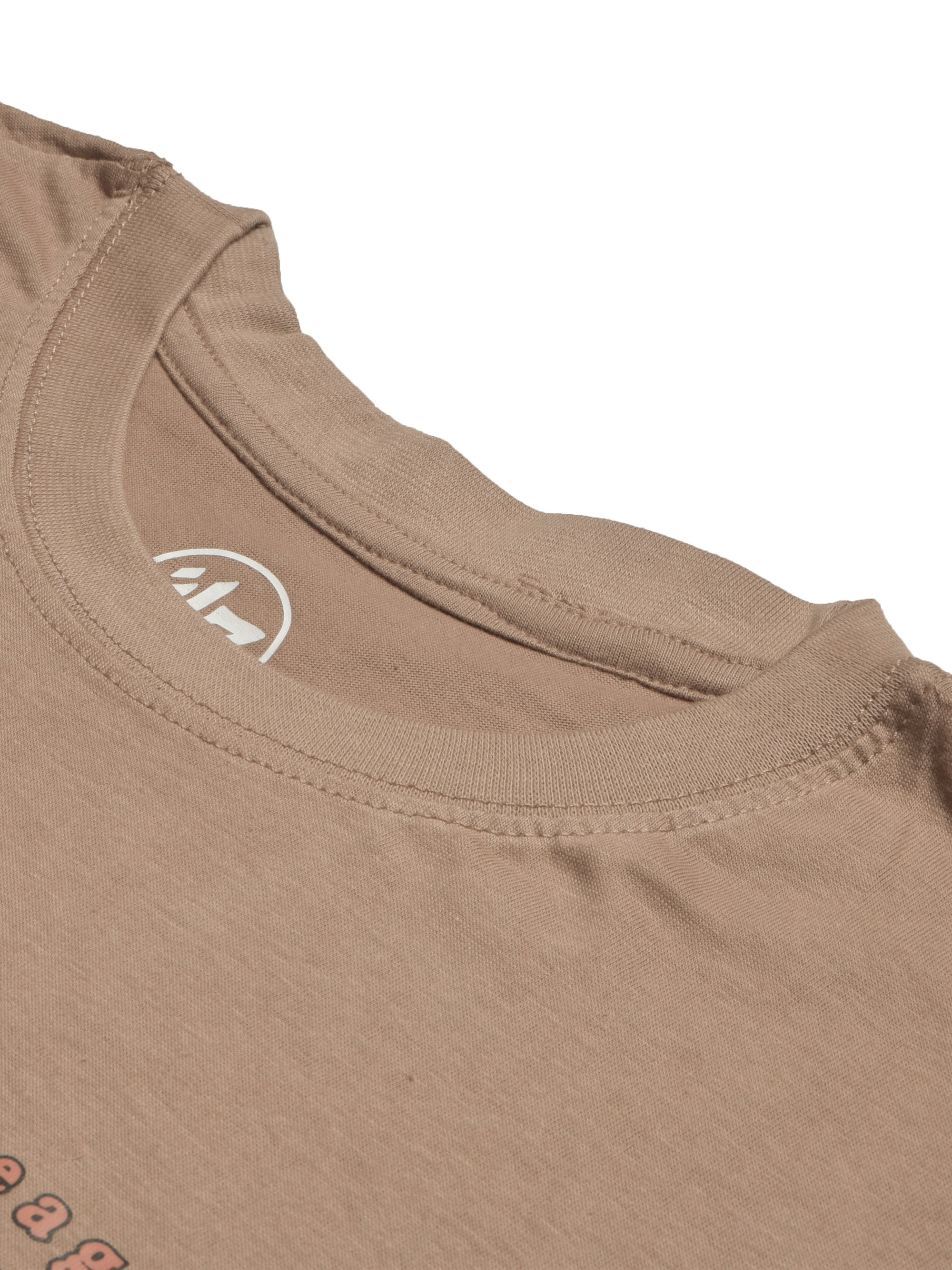 47 Single Jersey Crew Neck Tee Shirt For Men-Light Brown with Print-BE907/BR13169