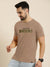 47 Single Jersey Crew Neck Tee Shirt For Men-Light Brown with Print-BE910/BR13172