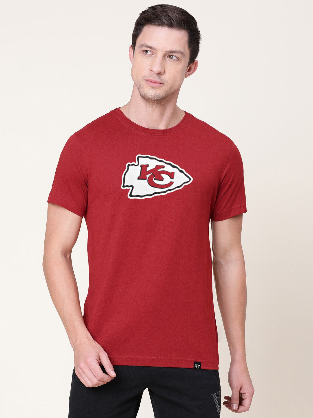 47 Single Jersey Crew Neck Tee Shirt For Men-Red with Print-BE1032