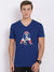 47 V Neck Half Sleeve Tee Shirt For Men-Blue with Print-BE1074