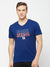 47 V Neck Half Sleeve Tee Shirt For Men-Blue with Print-BE1084