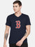 47 V Neck Half Sleeve Tee Shirt For Men-Navy with Print-BE1083