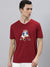 47 V Neck Half Sleeve Tee Shirt For Men-Red with Print-BE1080
