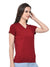 47 V Neck Half Sleeve Tee Shirt For Women-Red-BE3171