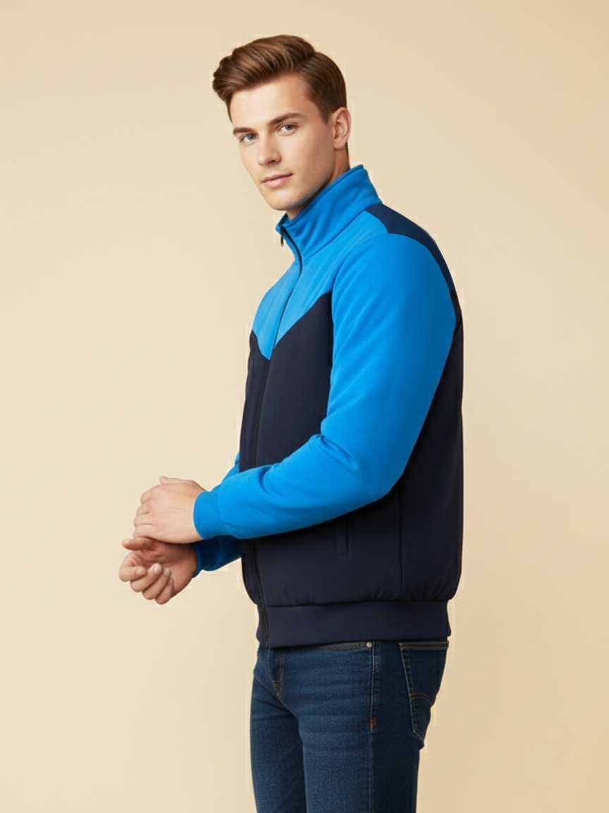 Payper Winter Zipper Mockneck Jacket For Men-Light Royal & Dark Navy-PHPH38