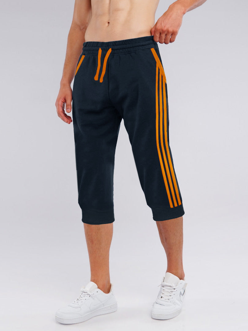 Summer Jersey Terry Slim Fit Bermuda Short For Men-Dark navy with Stripes-SP1801