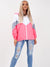 Rising Lightweight Festival Windcheater Hoodie For Ladies-Neon Pink & White-SP3302