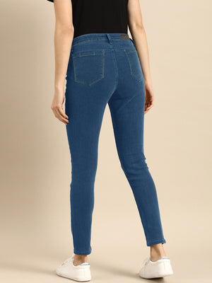 Zendra Petite Slim Fit Denim For Ladies-Blue Faded-BE1291