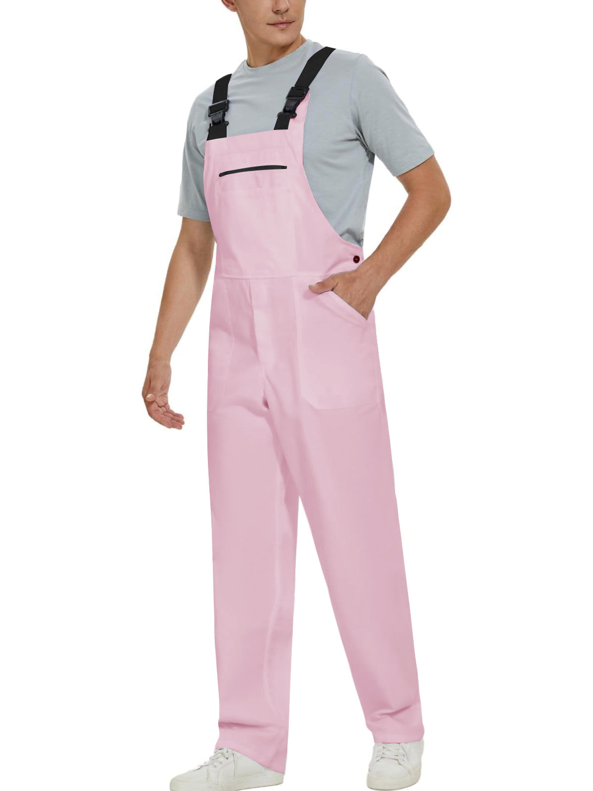 Wellwork Cargo Work Dungarees Basic Parachute Work Suit For Men-Pink-SP3358