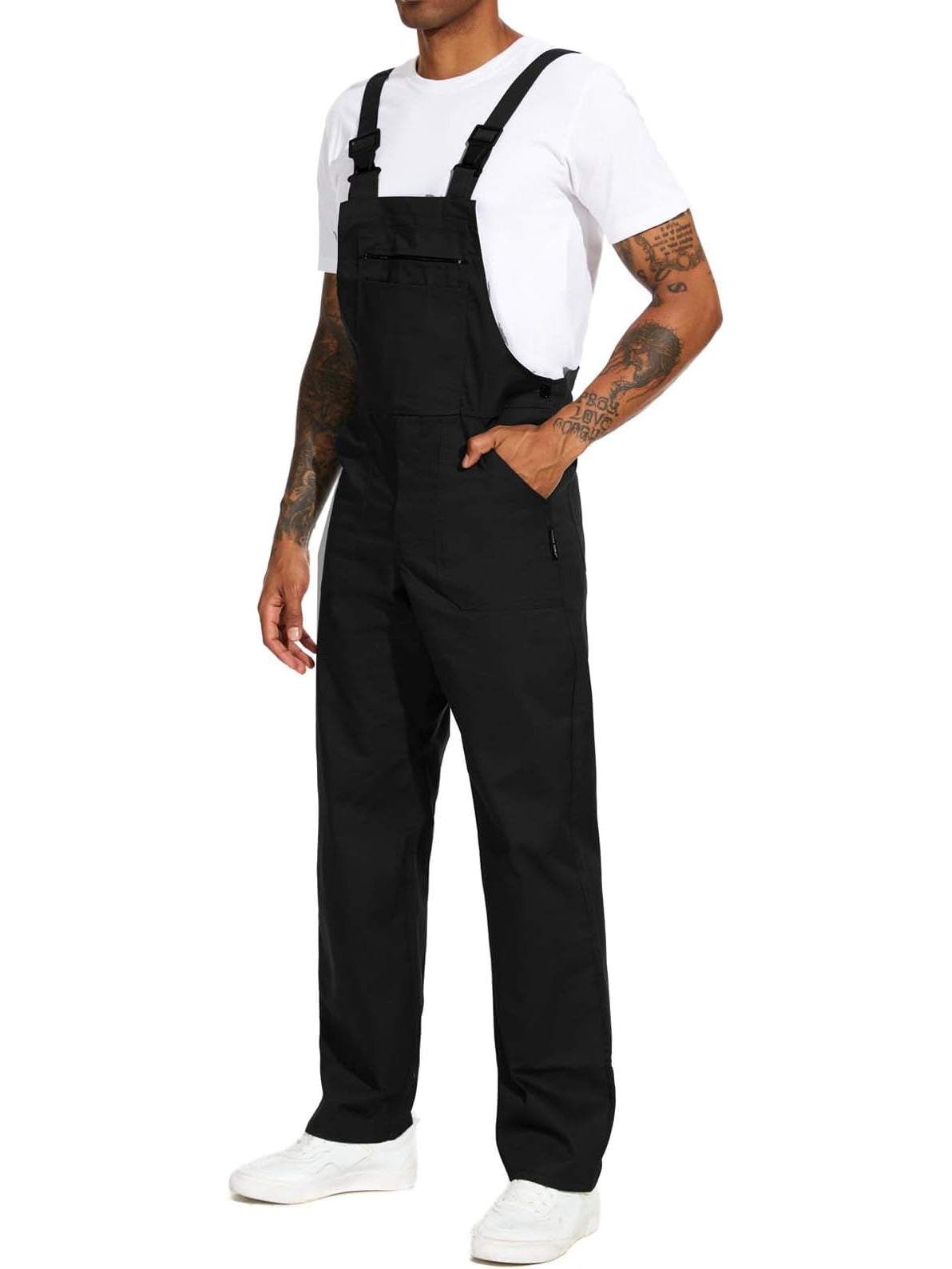 Wellwork Cargo Work Dungarees Basic Parachute Work Suit For Men-Black-SP3355