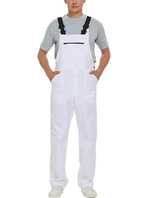 Wellwork Cargo Work Dungarees Basic Parachute Work Suit For Men-White-SP3357