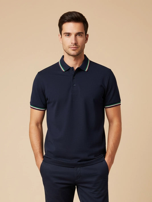 PYPR Summer Solid Polo Shirt For Men-Navy-BE2088/BR14204