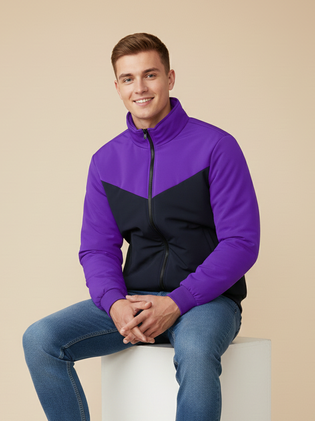 Payper Winter Zipper Mockneck Jacket For Men-Purple & Dark Navy-PHPH35