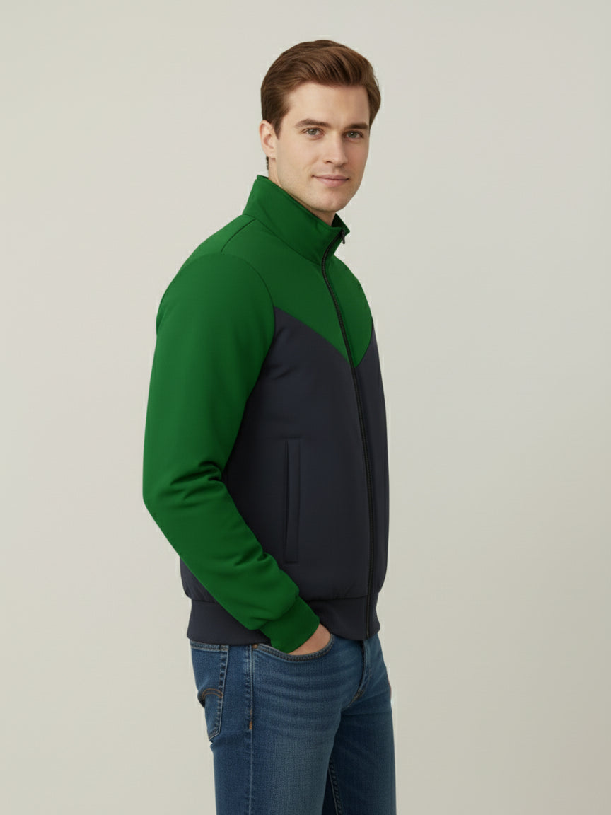 Payper Puffer Zipper Mockneck Jacket For Men-Green & Dark Navy-PH26