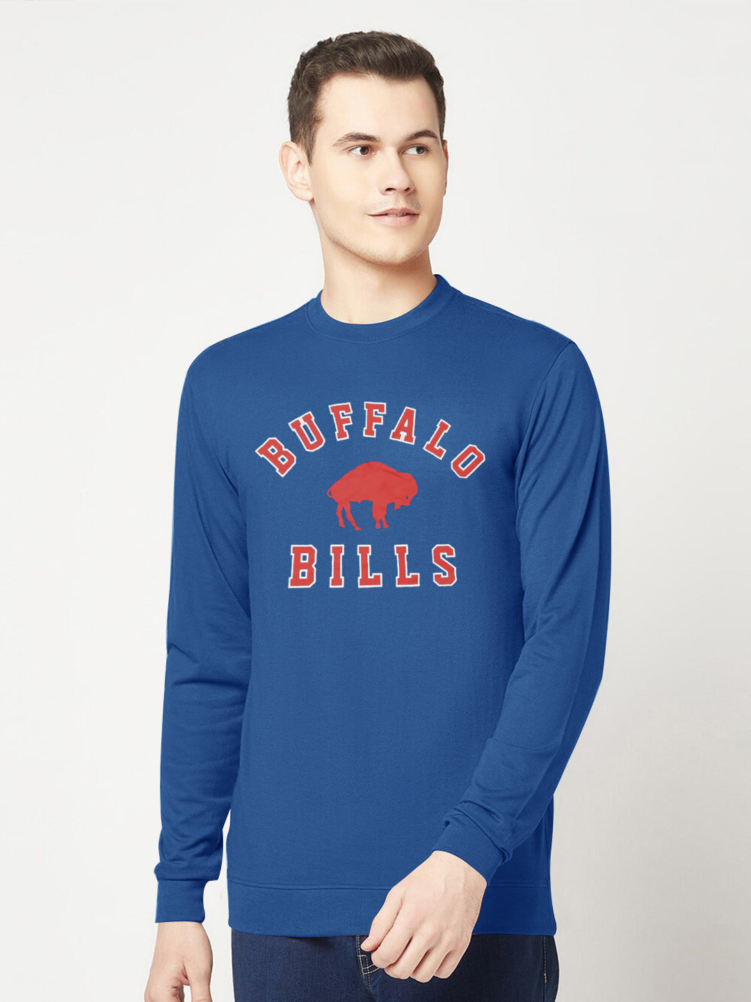 47 Single Jersey Crew Neck Long Sleeve Shirt For Men-Blue with Print-SP1942