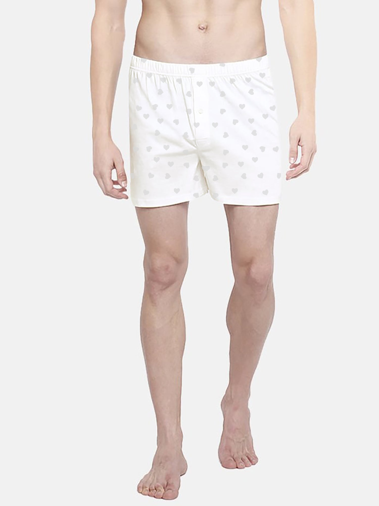 M-17 Single Jersey Boxer Short For Men-White with Allover Print-SP2817