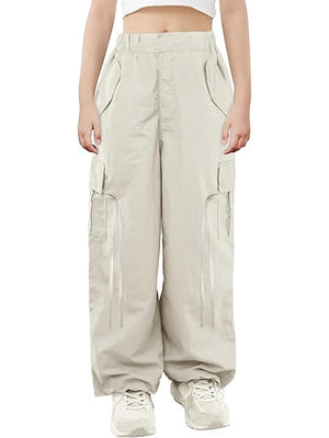 Lightweight Parachute Oversized Shell Cargos Jogger Trouser For Ladies-Skin-SP3326