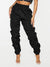 PLT Hem Shell Ruched Drawstring Trouser For Ladies-Black-SP3391