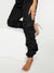 PLT Hem Shell Ruched Drawstring Trouser For Ladies-Black-SP3391