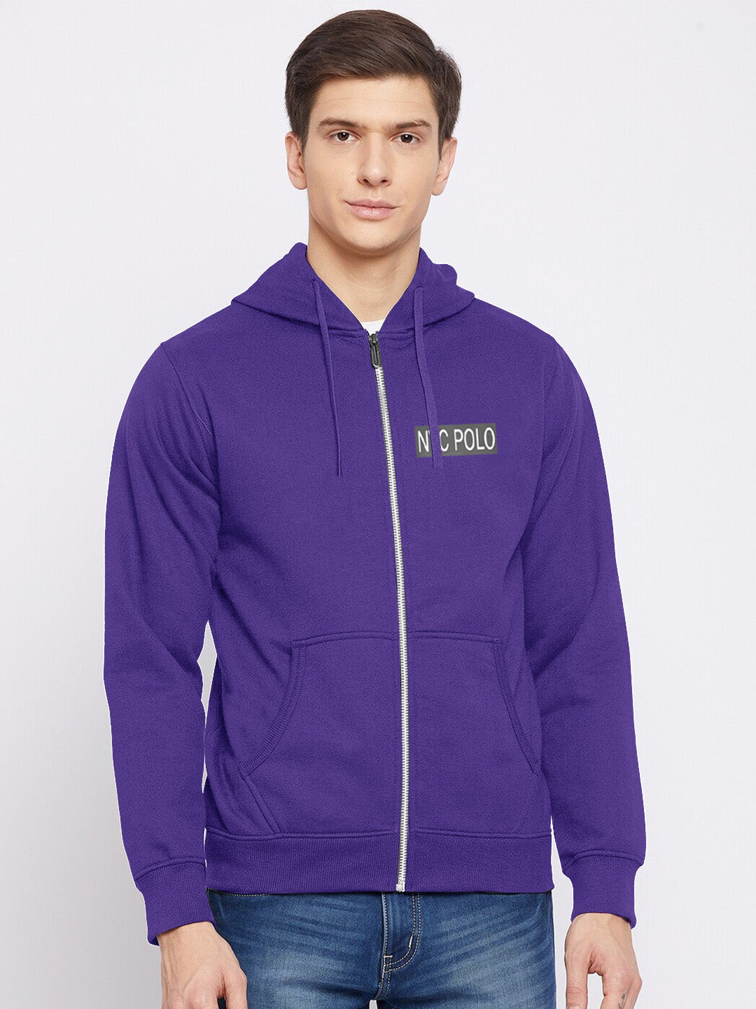 Nyc Polo Fleece Zipper Hoodie For Men-Purple-SP1412