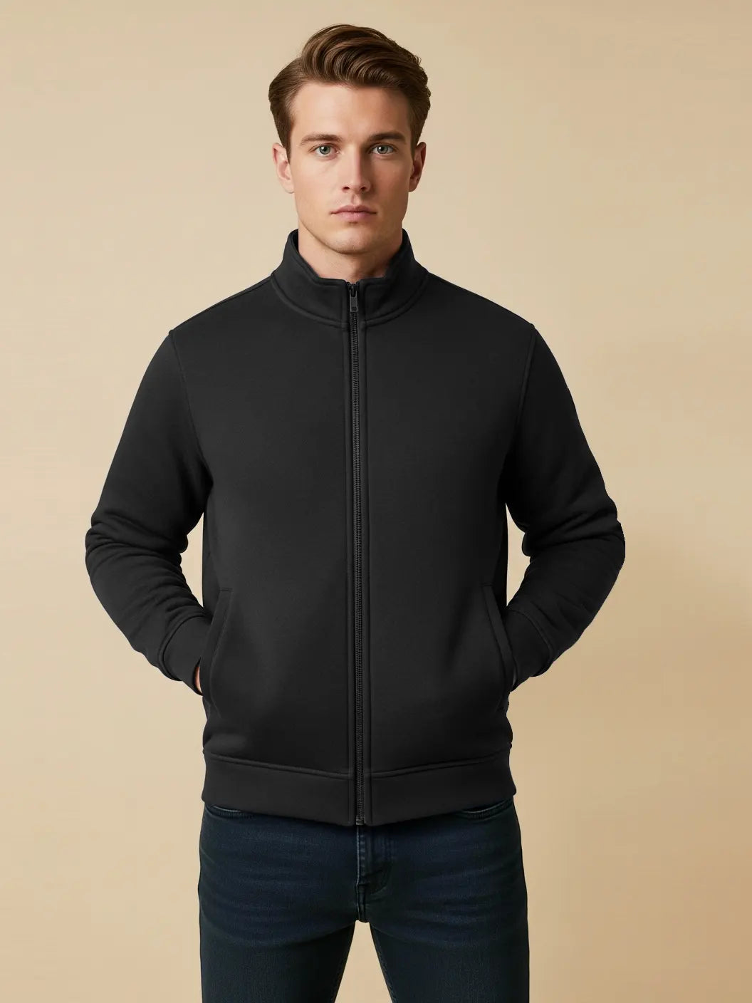 Payper Puffer Zipper Mockneck Jacket For Men-Black-PH13