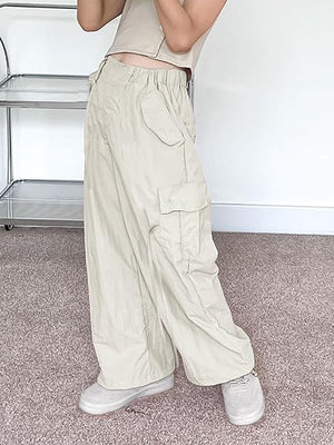 Lightweight Parachute Oversized Shell Cargos Jogger Trouser For Ladies-Skin-SP3326