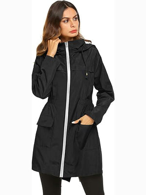 Boohoo Waterproof Lightweight Rain Jacket Active Outdoor Raincoat For Ladies-Black-SP3305