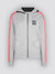 NYC Polo Fleece Zipper Hoodie For Ladies-Grey Melange With Pink Stripes-SP835