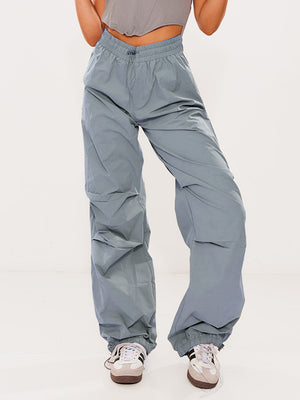 Lightweight Parachute Oversized Shell Cargos Jogger Trouser For Ladies-Slate Blue-SP3327