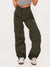 Lightweight Parachute Oversized Shell Cargos Jogger Trouser For Ladies-Dark Olive-SP3335