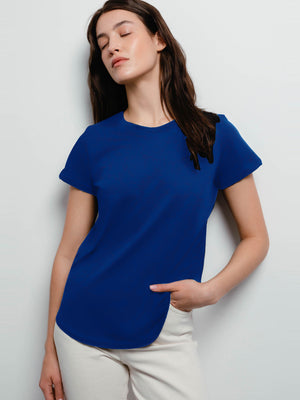 Popular Sports Viscose Crew Neck Tee Shirt For Women-Royal Blue-SP2350