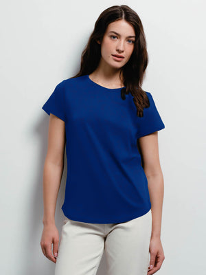 Popular Sports Viscose Crew Neck Tee Shirt For Women-Royal Blue-SP2350