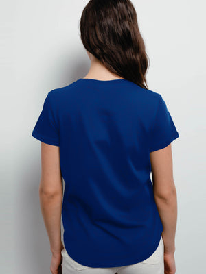 Popular Sports Viscose Crew Neck Tee Shirt For Women-Royal Blue-SP2350