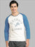 47 Raglan Sleeve Crew Neck Tee Shirt For Men-Off White & Light Blue with Print-SP2072