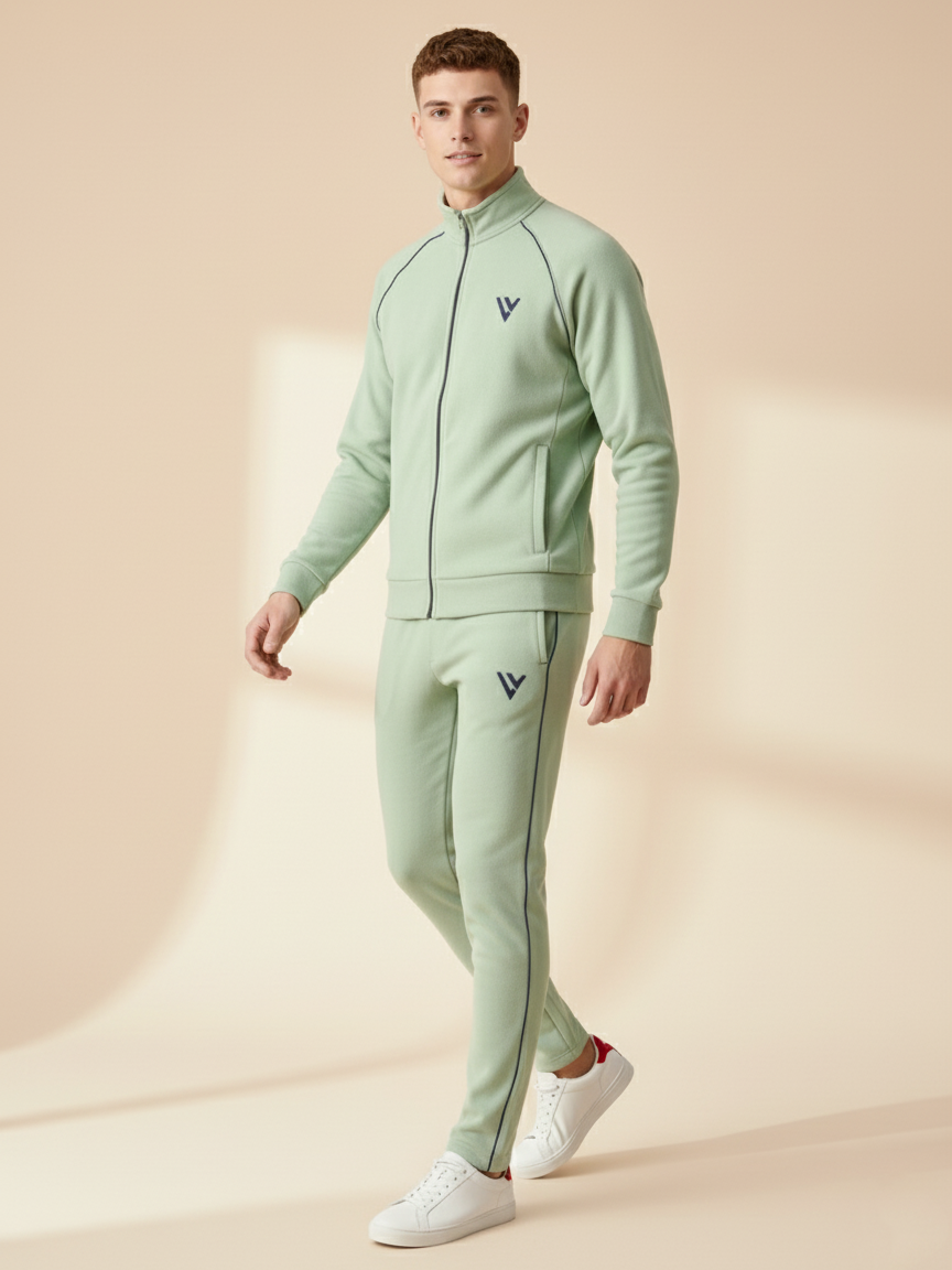 Louis Vicaci Fleece Zipper Tracksuit For Men-Light Sea Green-LVTS04