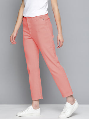 Dubai Classic Regular Fit Stretch Cotton Denim For Ladies-Pink-SP2650