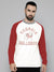 47 Raglan Sleeve Crew Neck Tee Shirt For Men-Off White & Red with Print-SP2117