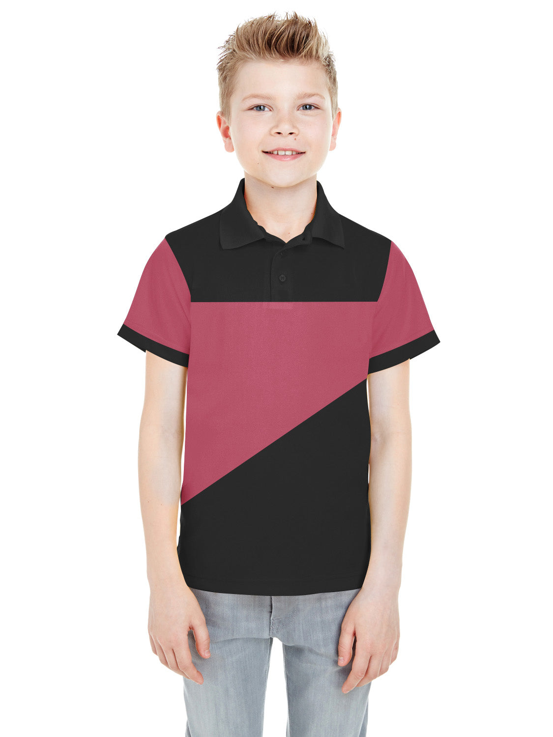 NXT Summer P.Q Polo Shirt For Kids-Black with Pink Panel-SP1689