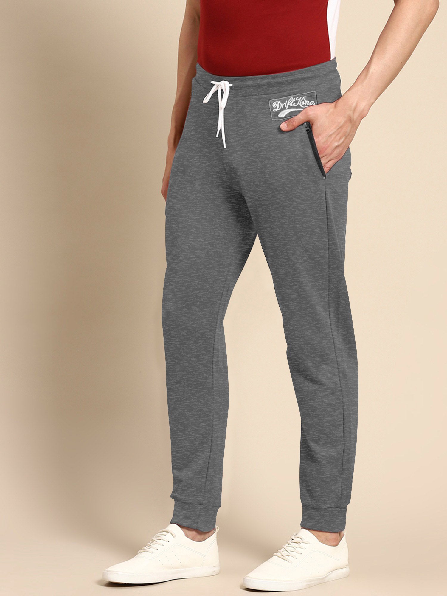 Drift King Slim Fit Fleece Jogger Trouser For Men-Charcoal Melange-SP852
