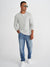 Full Fashion Henley Collar Wool Sweater For Men-White Melange-SP1130