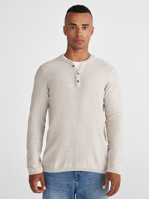 Full Fashion Henley Collar Wool Sweater For Men-Off White-SP1106/RT2248