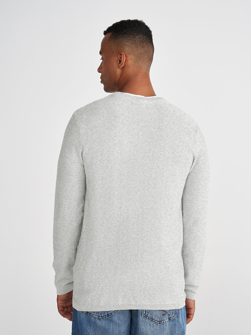 Full Fashion Henley Collar Wool Sweater For Men-White Melange-SP1130