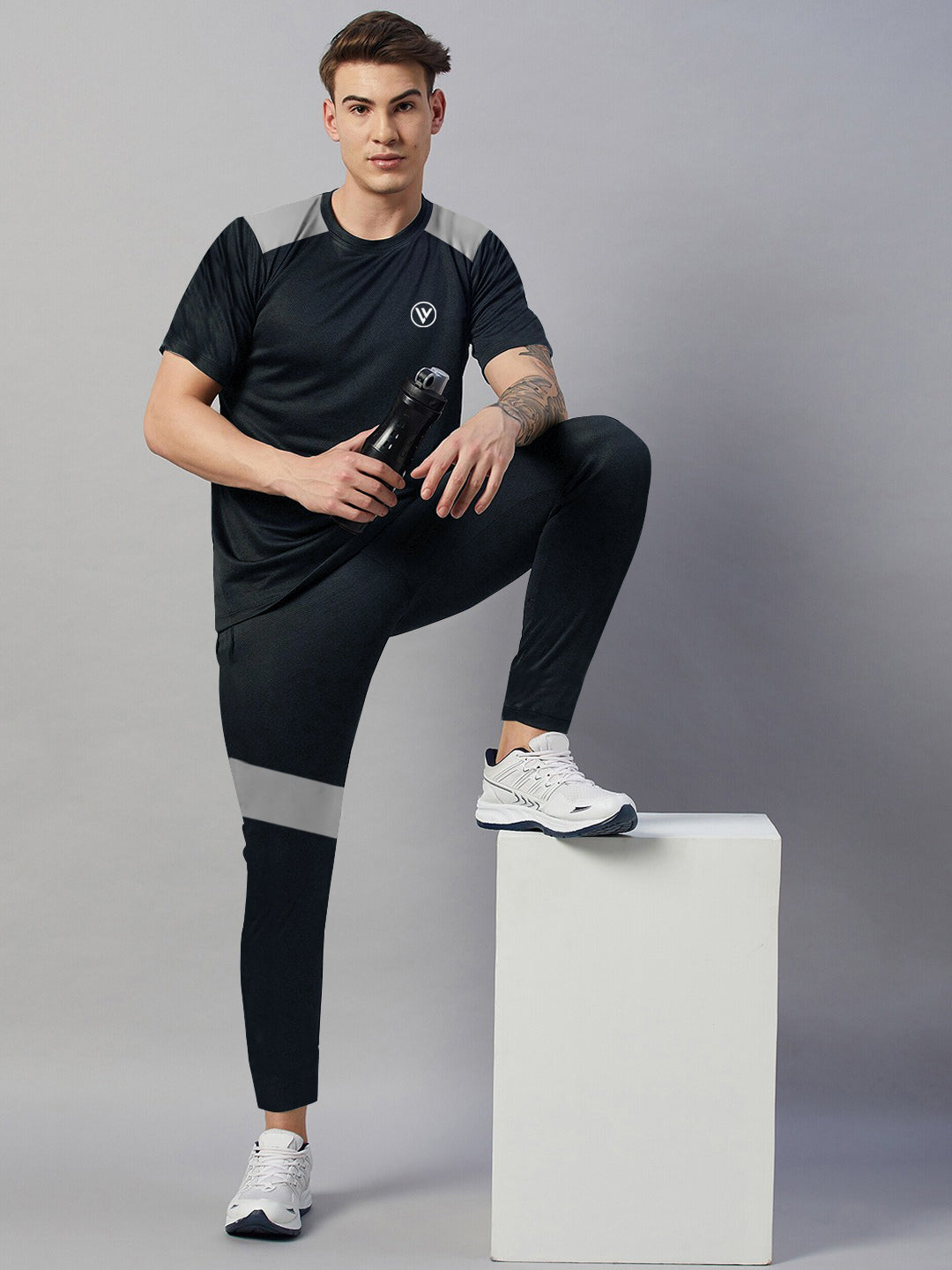Louis Vicaci Summer Active Wear Tracksuit For Men-Navy with Grey Panels-SP1867/RT2472