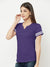 Majestic V Neck Half Sleeve Tee Shirt For Ladies-Purple Melange-SP1979