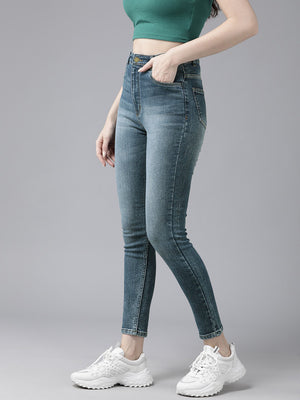 Camaieu Slim Fit Non Stretch Denim For Ladies-Blue Faded-SP2653