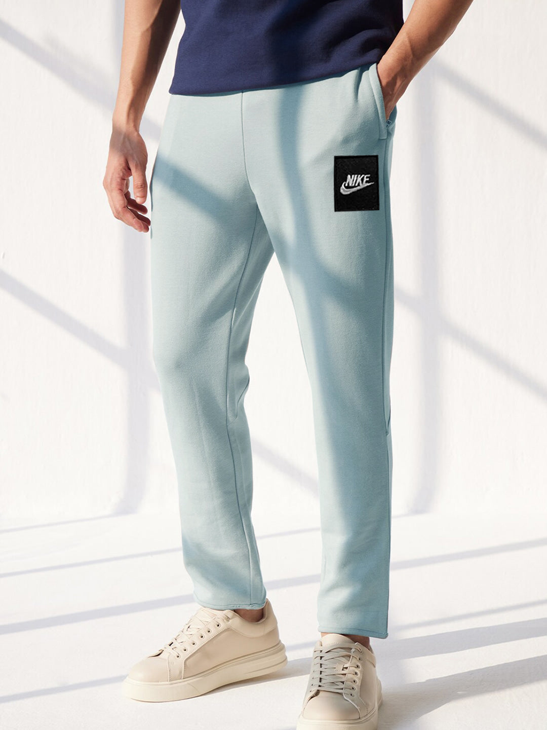 NK Terry Fleece Straight Fit Trouser For Men-Light Sky Blue-SP554/RT2151