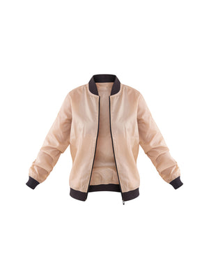 PLT Stone Basic Lightweight Bomber Jacket For Ladies-Beige-SP3268