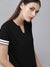 Majestic V Neck Half Sleeve Tee Shirt For Ladies-Black Melange-SP1981